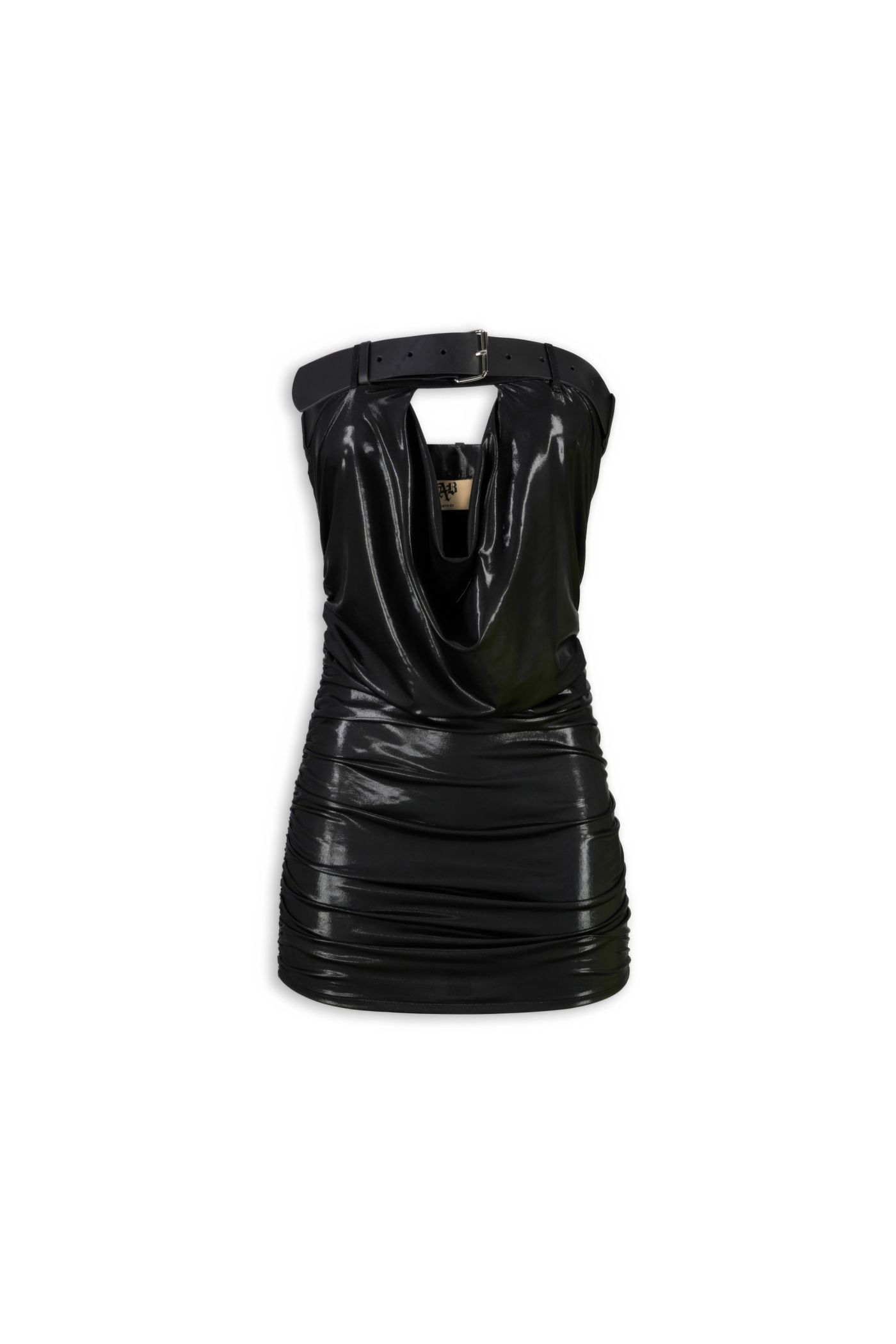 ワンピース ETMON Neck Strap Belt Dress, Black Relaxed Fit Halter Neck Midi Dress with Straps