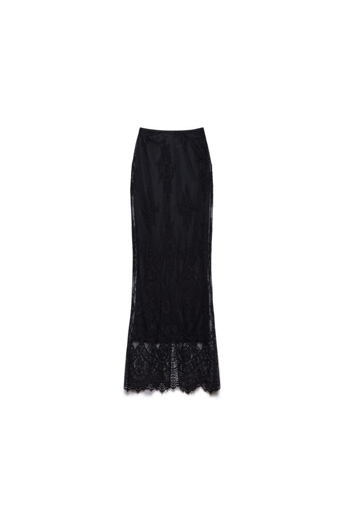 MIDI SKIRT SILVA - Black vinyl