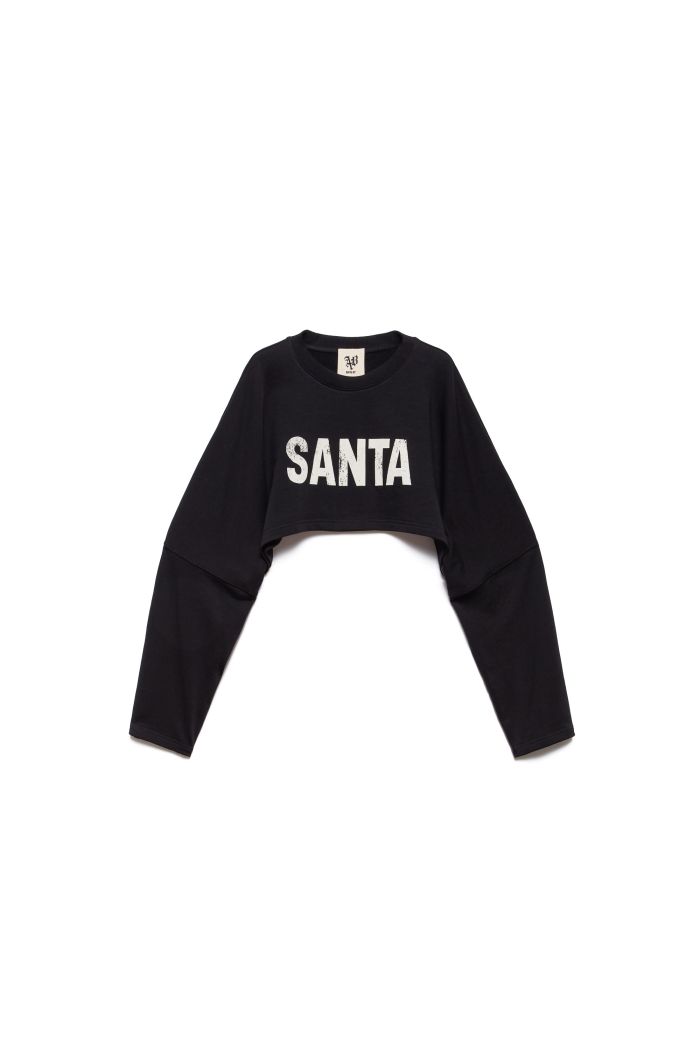 SWEATSHIRT CROP SANT - Black