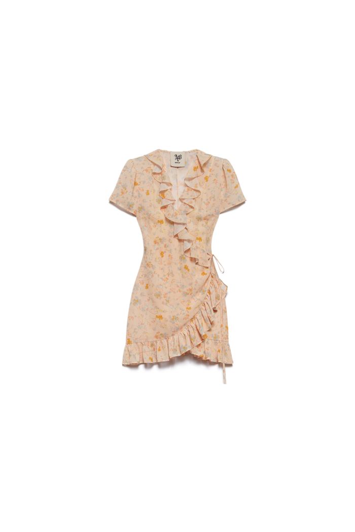 RUFFLE DRESS DORA - Boho pink