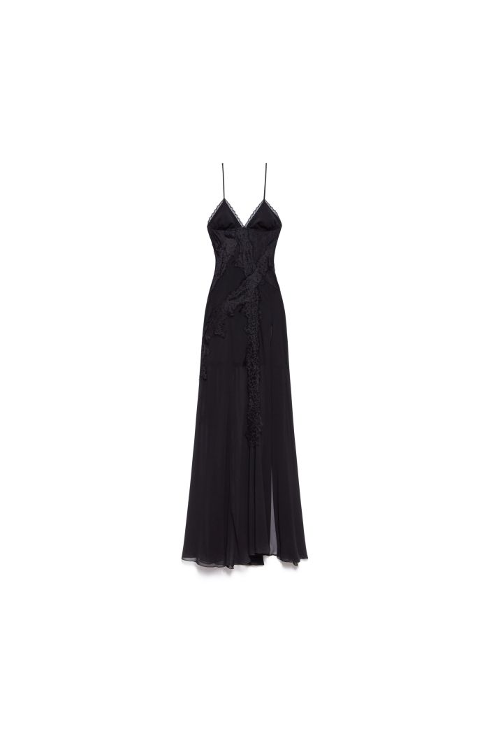SLIP DRESS TEODORA - Black vinyl