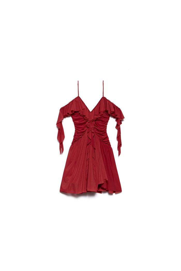 WAVES DRESS XENA - Cardinal