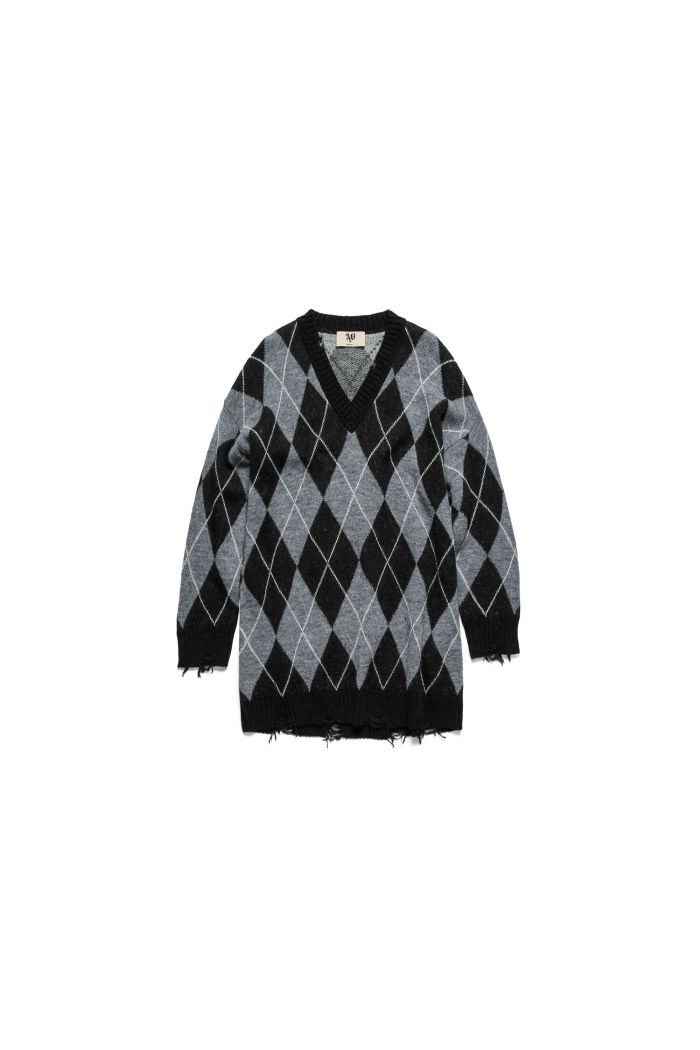 V-NECK REBBY - Black gray