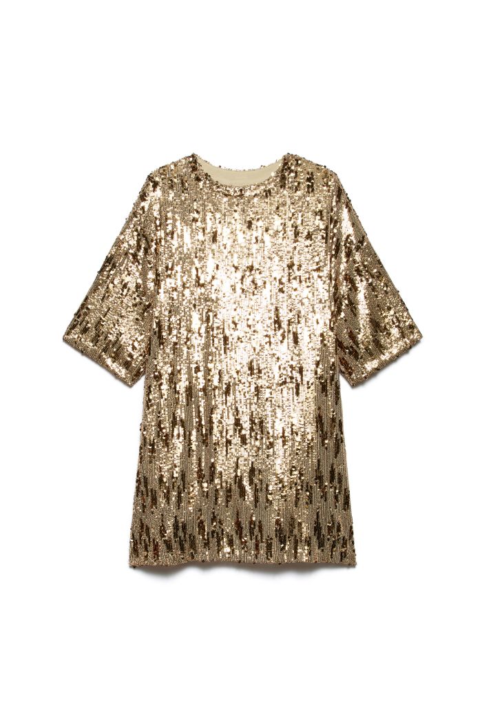 T-SHIRT DRESS LULÙ - Deep gold