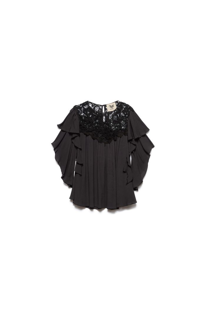 BLOUSE JELA - Black vinyl