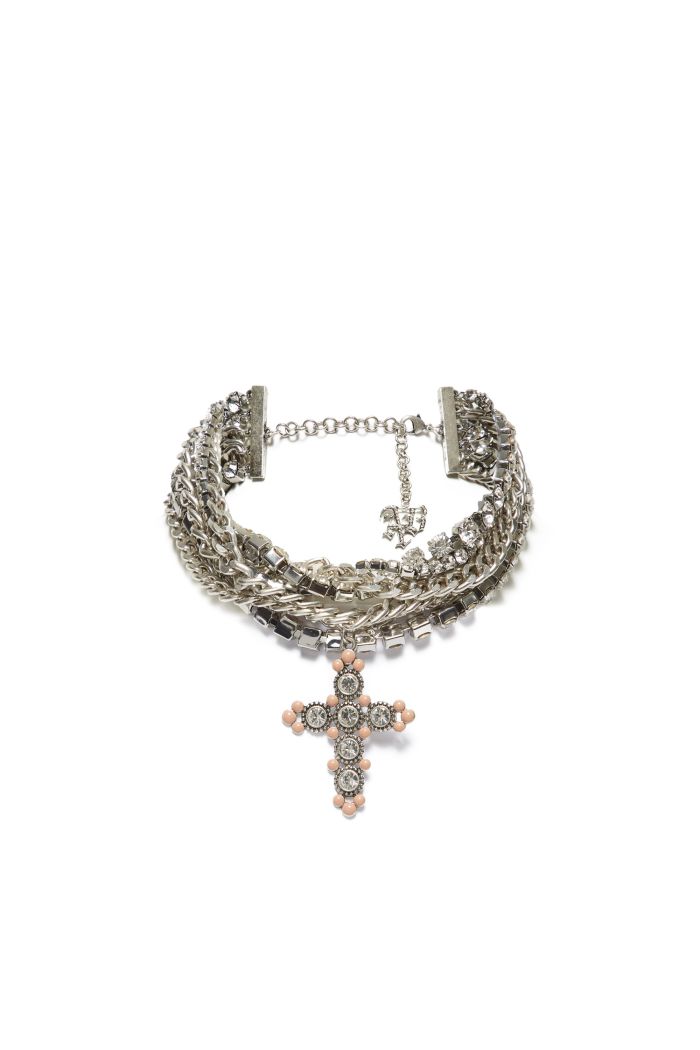 CROSS CHOCKER BIJOU - Crystal silver