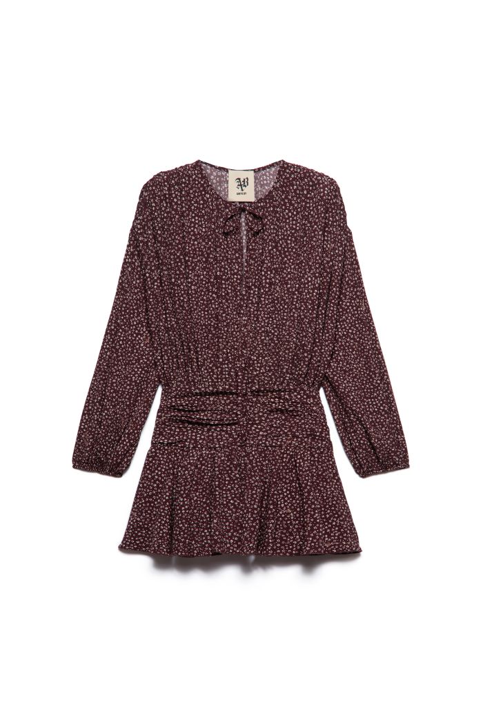 PUFFY DRESS FLOR - Espresso bloom