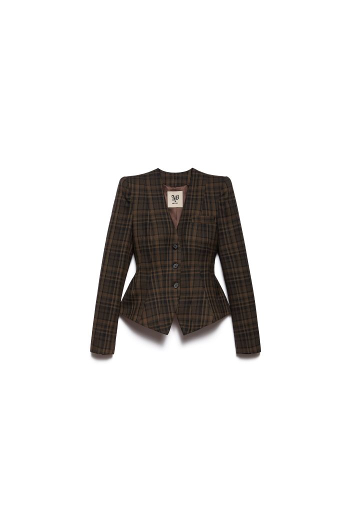 MINI BLAZER NOA - Moka check