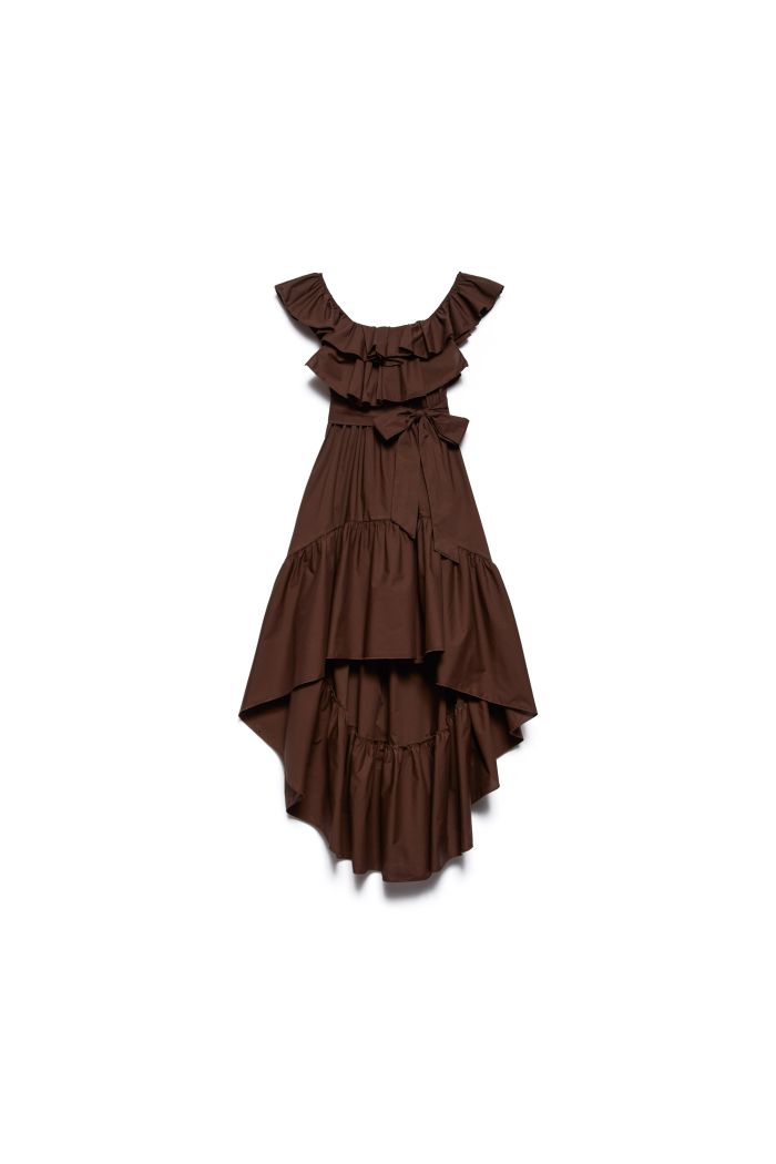RUFFLE DRESS CORA - Choco