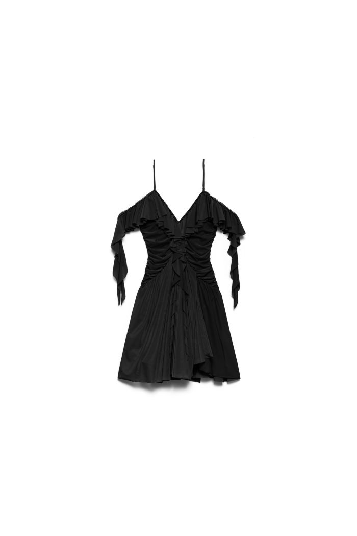 WAVES DRESS XENA - Black vinyl